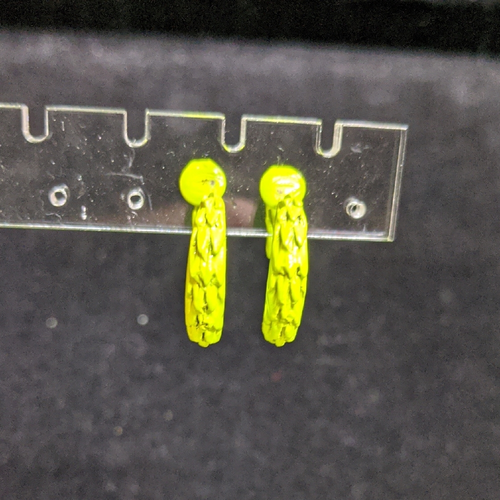 Dragon Scale Huggy Hoop Earrings, Clip On, Bright Green